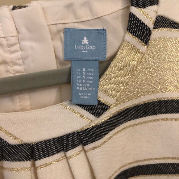 Baby Gap Girls Dress Navy Metallic Gold Stripes - Picture 4 of 4